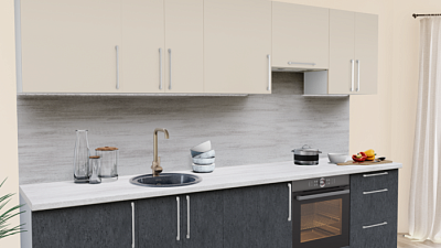 Кухня на заказ Пастель Латте 1220 Бетон темный